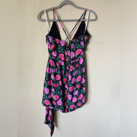 NWT Lovers And Friends Kamala Mini Black Dress Floral Pink Size M - Picture 7 of 9